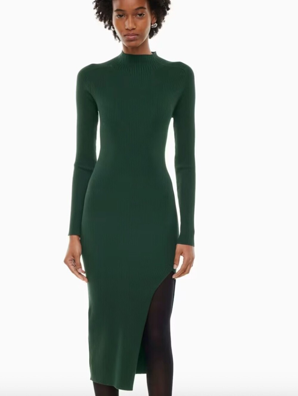 Wilfred by Aritzia Green Ribbed Alchemy Mock Sweater Dress - Size - Small